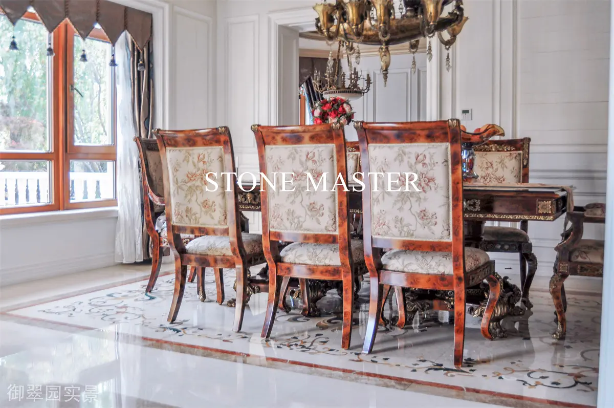 Royal Marble Inlay Design Mansion in Dubai Luxury Villa Marble Inlay flooring