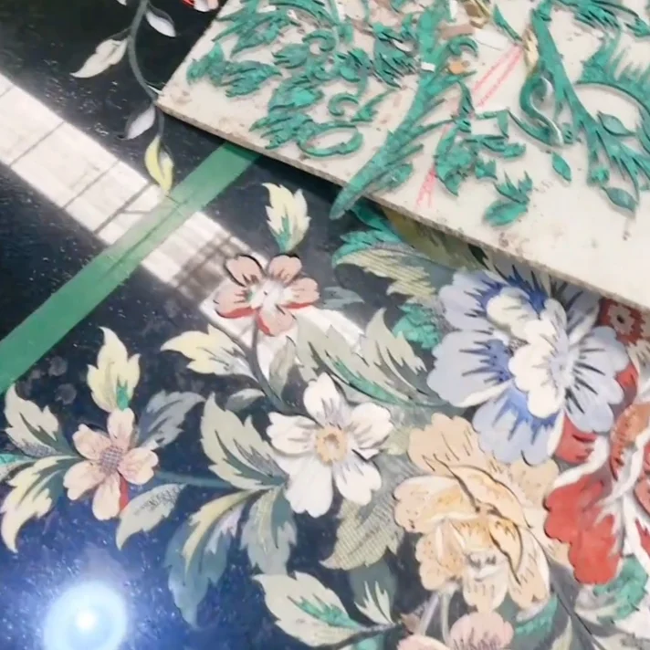 Elegant Pietra Dura Stone Floral & Bird Marble Inlay Background Wall