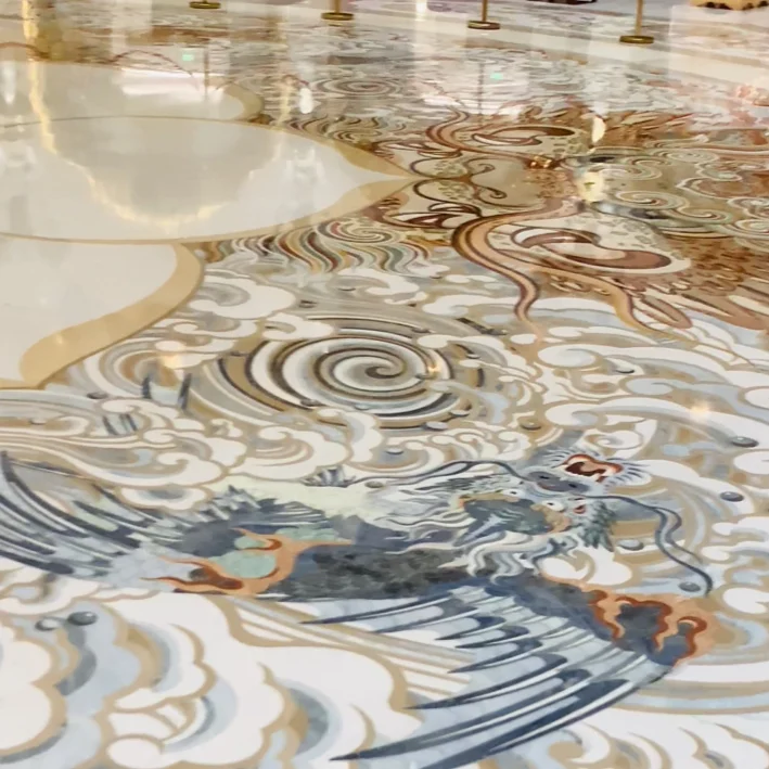 Elegant Pietra Dura Stone Floral & Bird Marble Inlay Background Wall