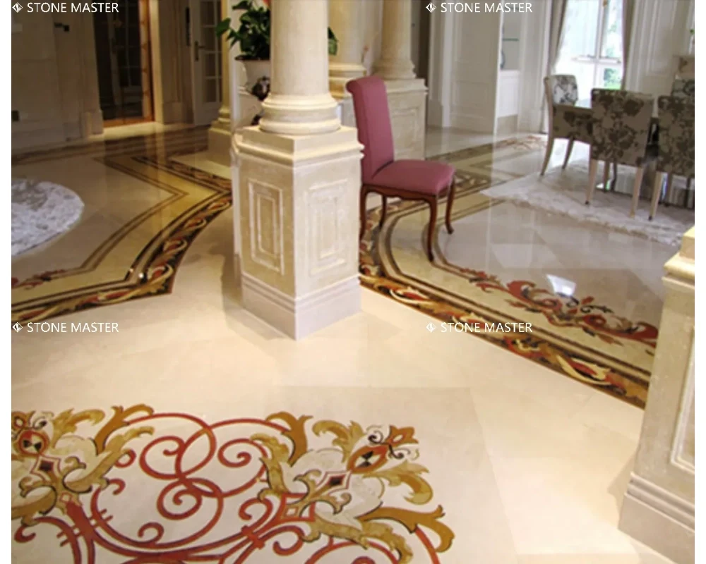 2 marble inlay medallion for luxury villa mansion