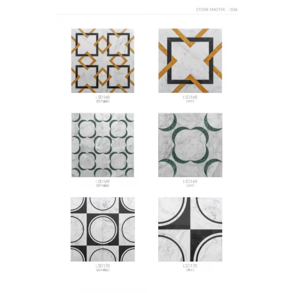 Modern Minimalist Marble Inlay Flooring Pietra Dure Floor Design with Marble Inlay Tile Medallions