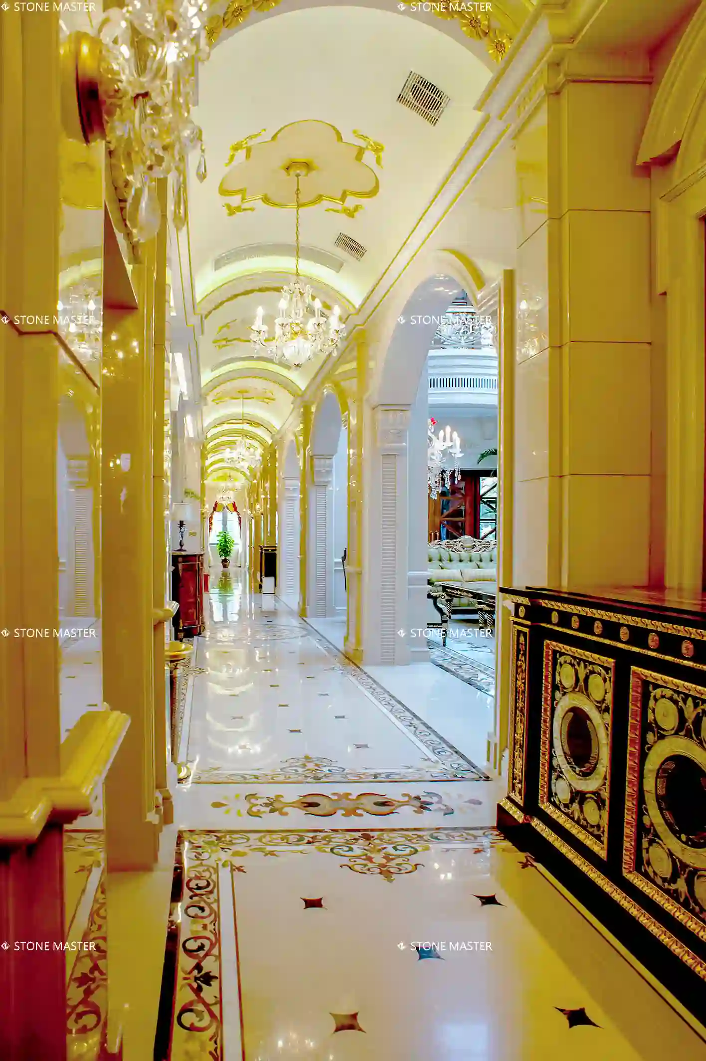 Corridor Marble Inlay Floor Design: Elevating Luxury Hallways with Marble Inlay Flooring