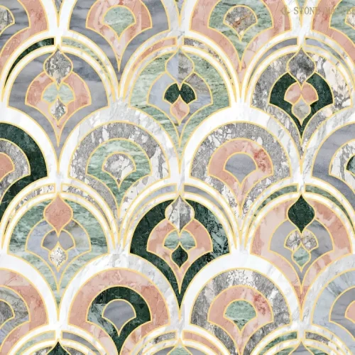 Custom Marble Flooring Contemporary Style Hall Villa Entrance Corridor Elegant Inlaid Marble Floor Design – Custom Marble Medallions