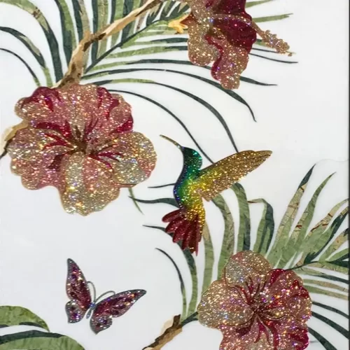 Luxury Marble Inlay Background Wall Decor with Swarovski Crystals