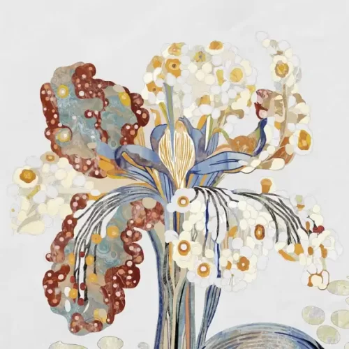 Artistic Floral Marble Inlay Background Wall Decor