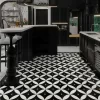 Marble Inlay Floor Design with Geometric Floral Tile Medallion