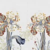 Artistic Floral Marble Inlay Background Wall Decor