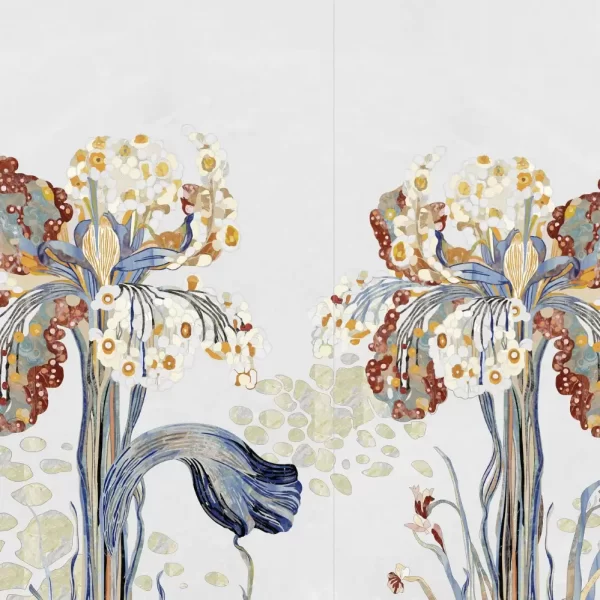 Artistic Floral Marble Inlay Background Wall Decor