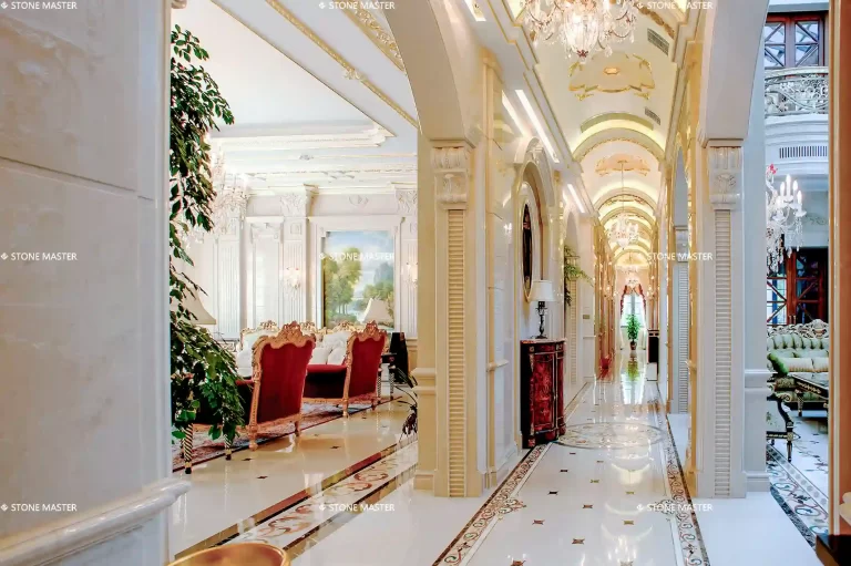 Corridor Marble Inlay Floor Design: Elevating Luxury Hallways with Marble Inlay Flooring