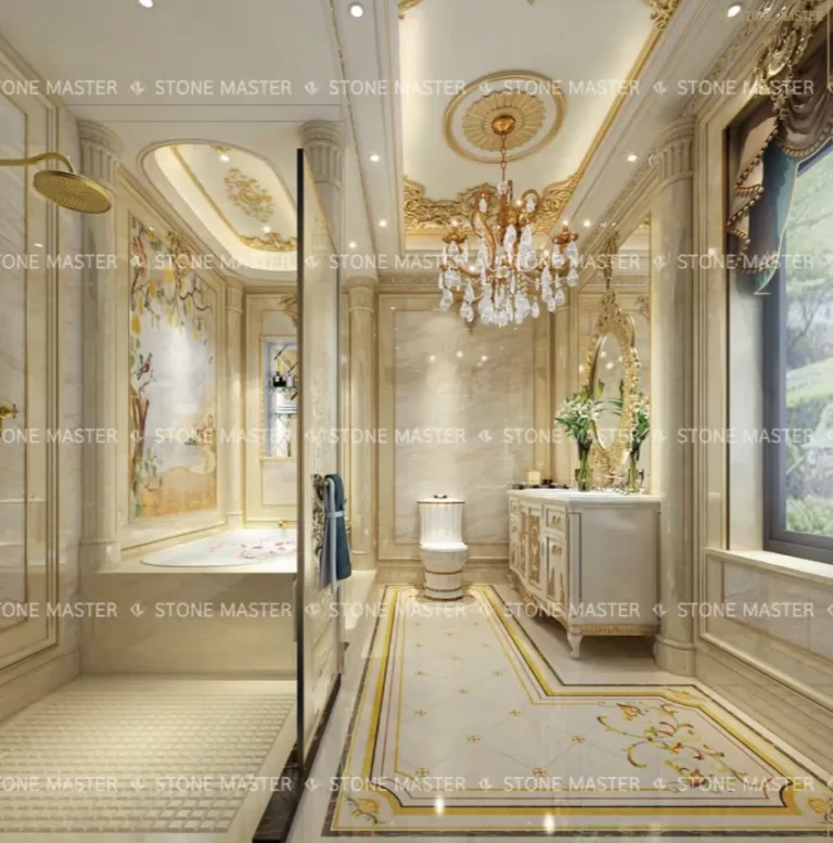 Marble inlay bathrooms for luxury villa hotel marble mosaic flooring greek border