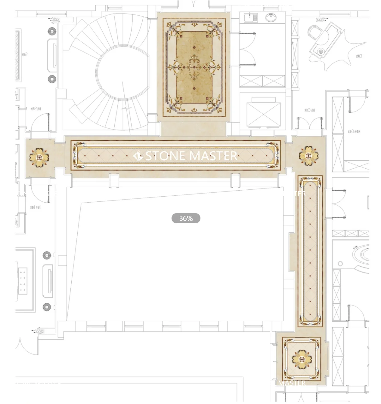 Luxurious Villa Flooring Inlay Project Elegant Custom Marble Inlay Flooring Design