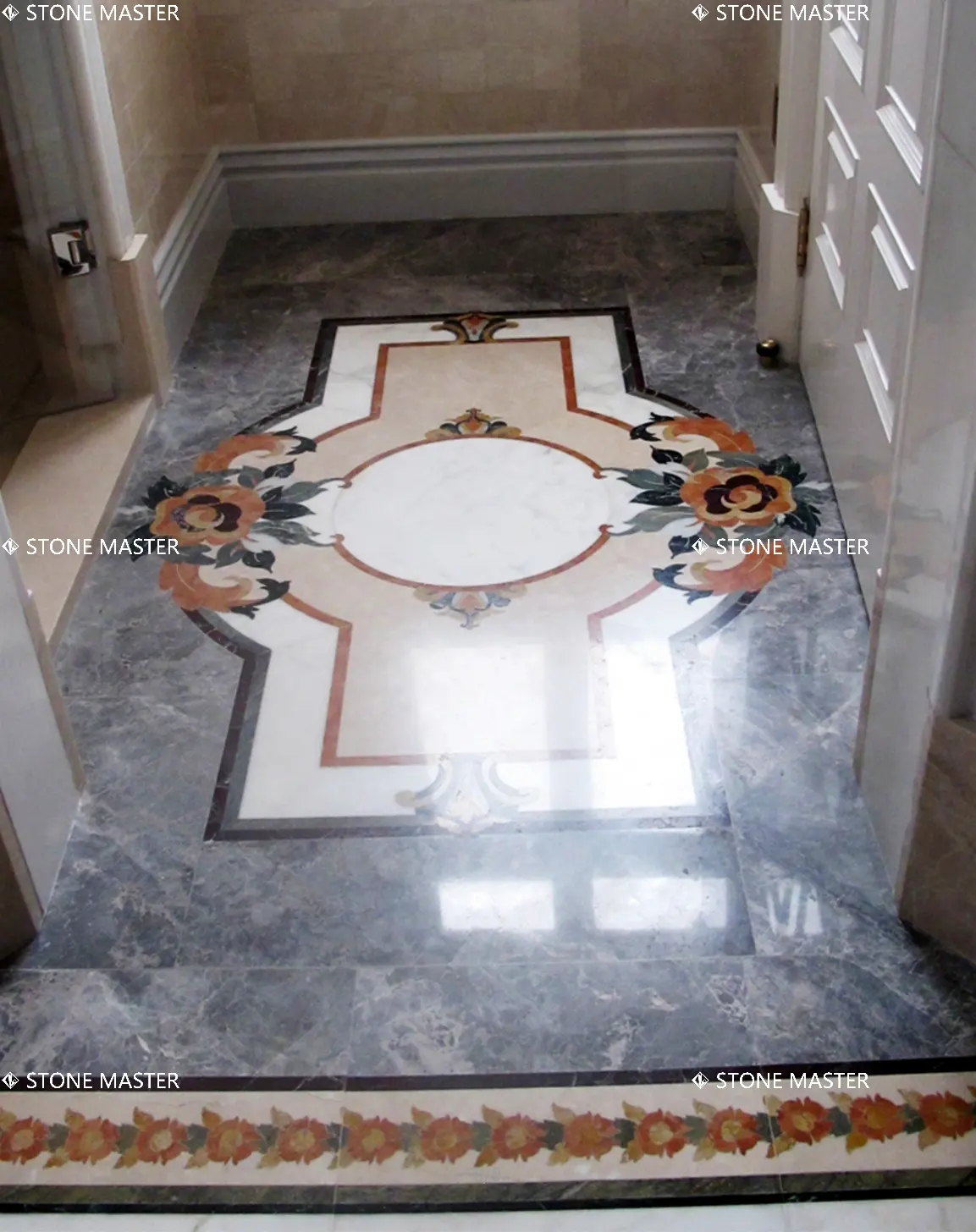 Classic Marble Inlay Medallion Flooring Luxury Villa Interior Design Floor Idea