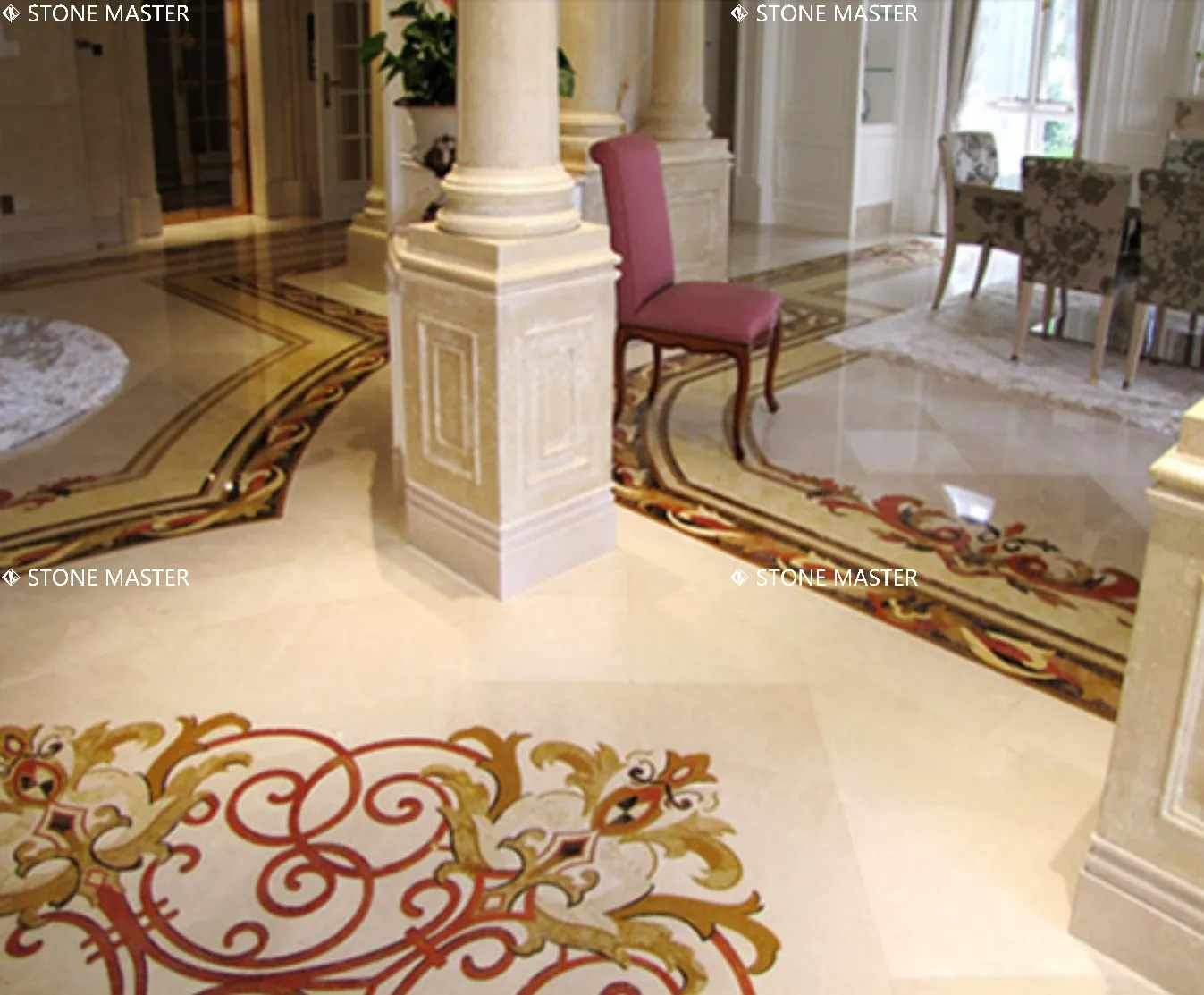 Classic Marble Inlay Medallion Flooring Luxury Villa Interior Design Floor Idea