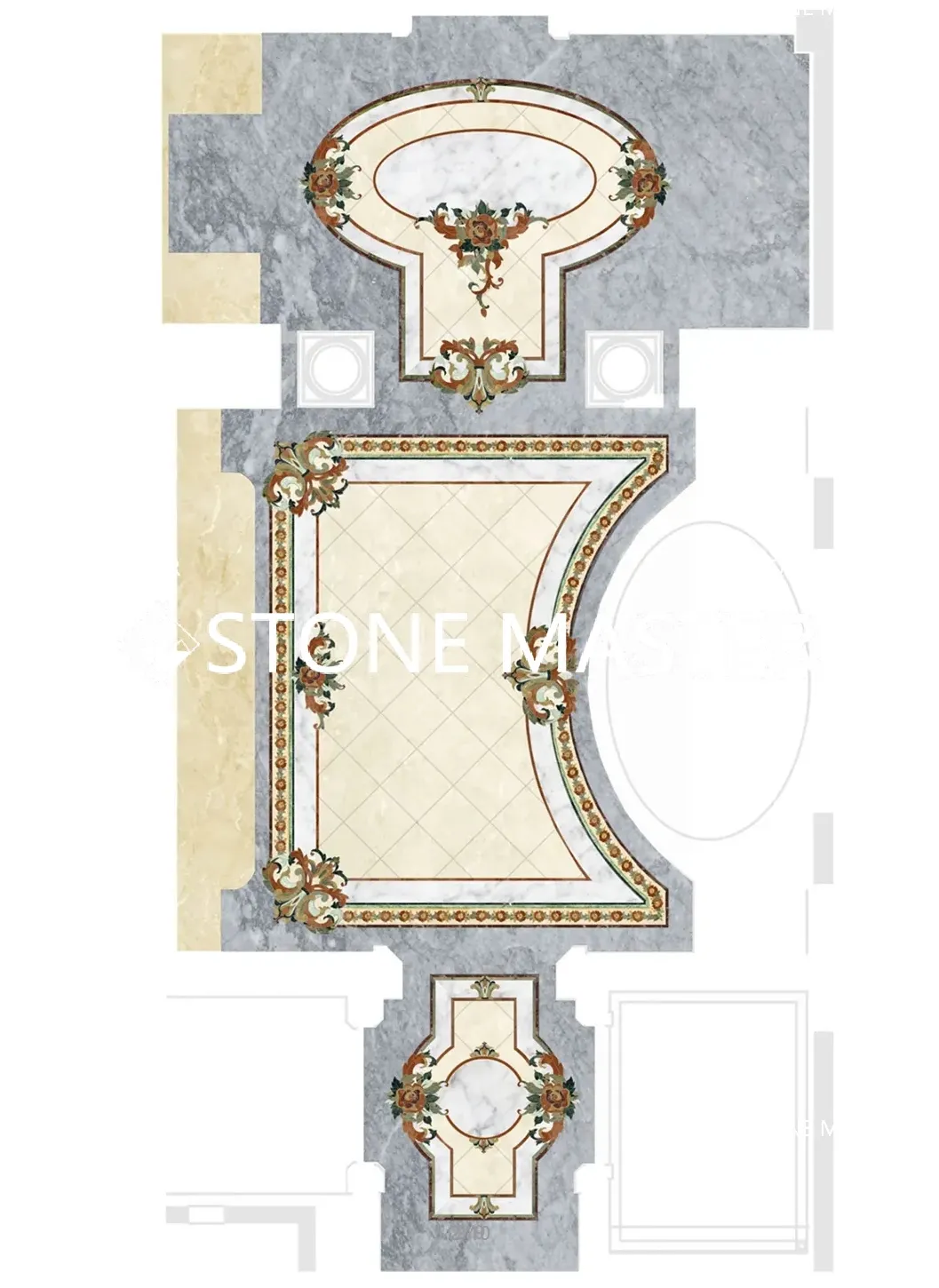 Classic Marble Medallion Flooring Full-House Customization Marble Inlay Luxury Villa Project