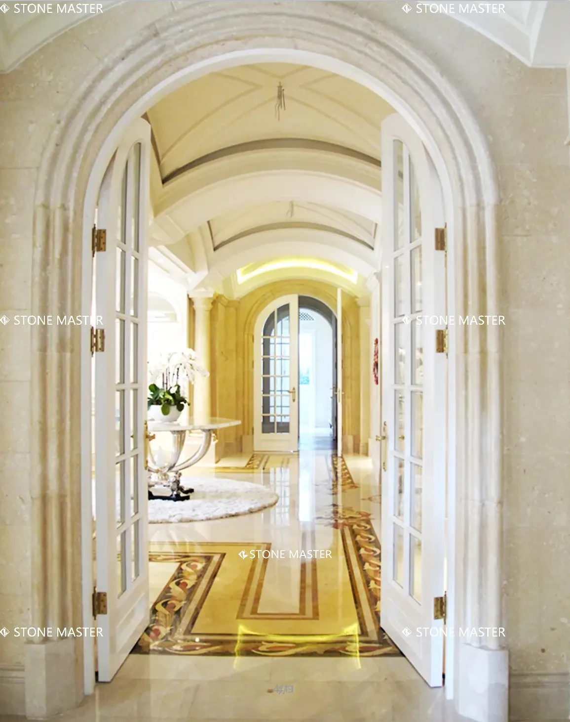 Classic Marble Medallion Flooring Full-House Customization Marble Inlay Luxury Villa Project