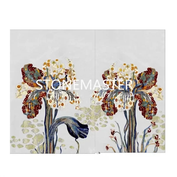 Artistic Marble Inlay Background Wall Decor Floral