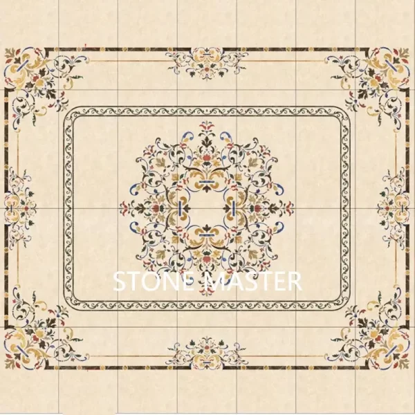 Elegant Marble Mosaic Floor Marble Medallion by Stone Master