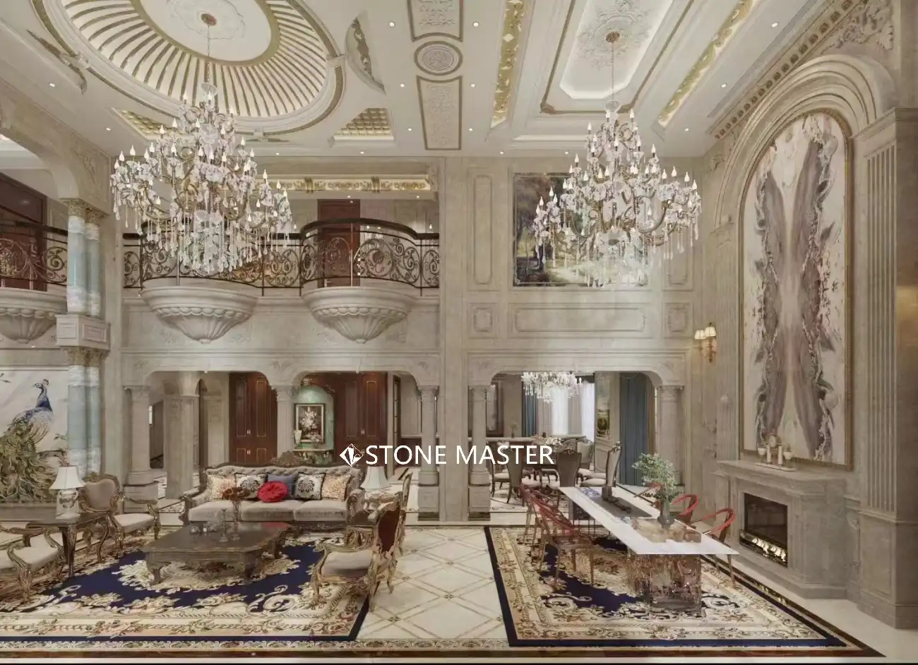Luxury Villa Marble Inlay Flooring