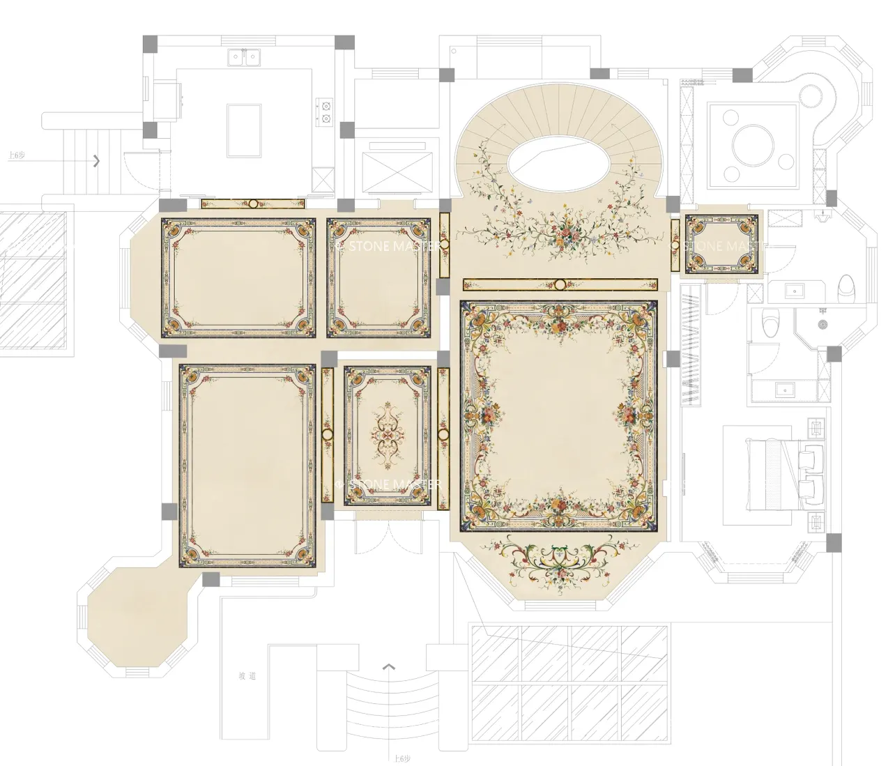 Luxury Villa Marble Inlay Flooring