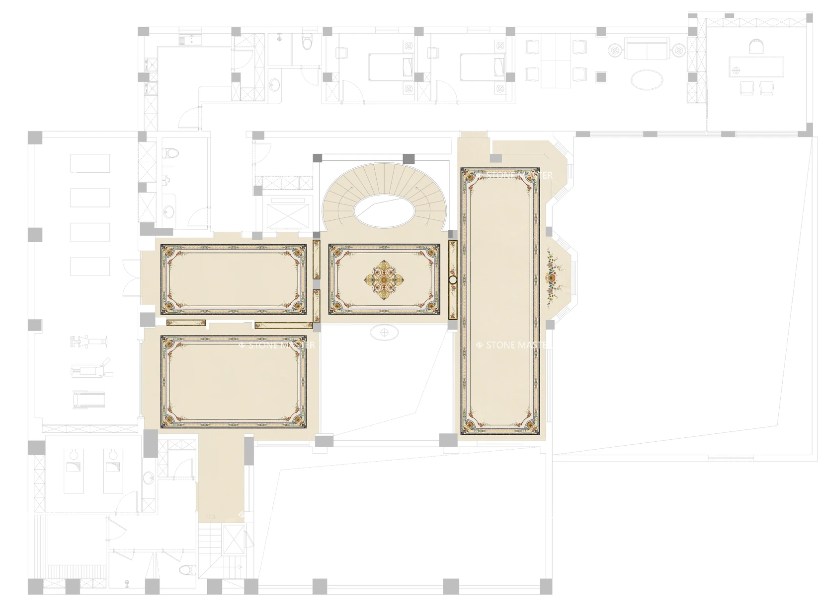 Luxury Villa Marble Inlay Flooring