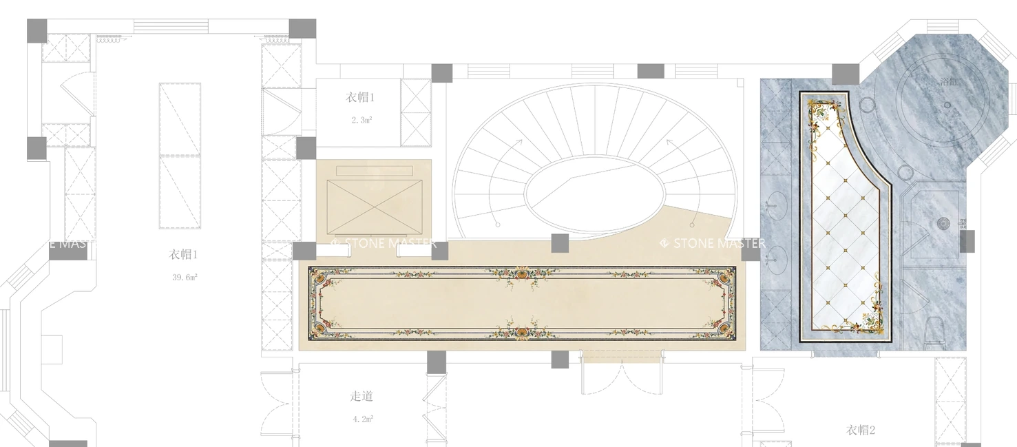Luxury Villa Marble Inlay Flooring