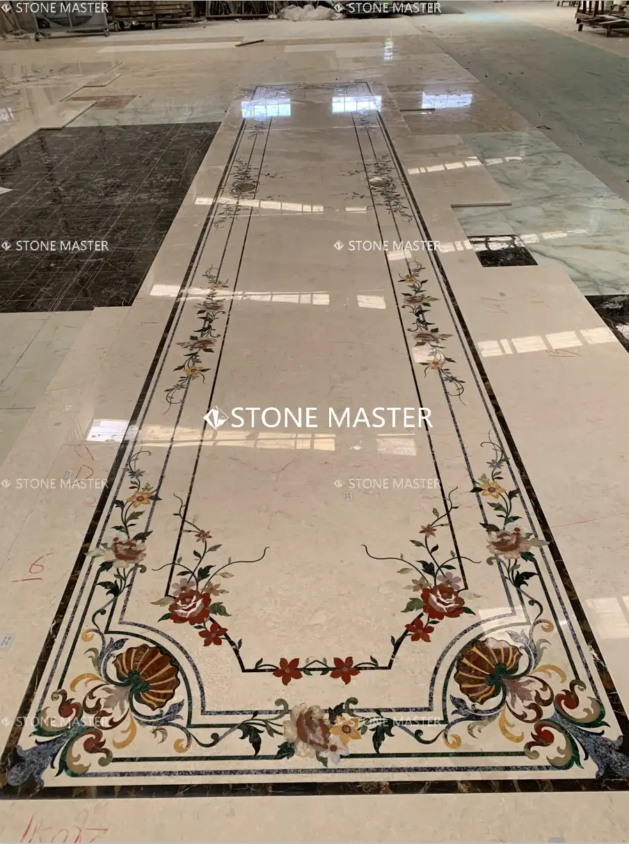 Elegant Marble Inlay for Royal Flooring: Timeless Floor Medallions with Custom Marble Designs