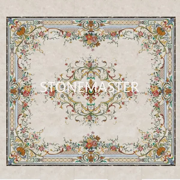 Elegant Marble Inlay for Royal Flooring: Timeless Floor Medallions with Custom Marble Designs