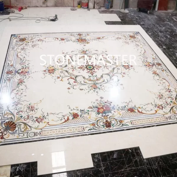 Elegant Marble Inlay for Royal Flooring: Timeless Floor Medallions with Custom Marble Designs
