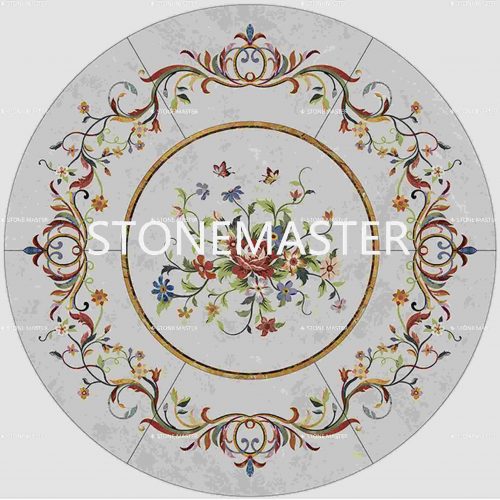 Elegant Round Marble Medallion for Entrance Hall Flooring and Marble Inlay Foyer