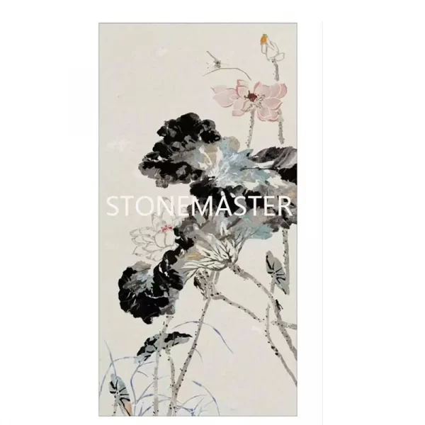 Marble Inlay Background Wall Decor Lotus Design Painting This exquisite Marble Inlay background wall is a timeless fusion of Eastern artistic tradition and Western luxury craftsmanship. Designed with inspiration from classic Chinese ink paintings, the lotus motif is elegantly portrayed using natural style marble textures. Each piece is a masterful expression of Pietra dura stone inlay, capturing the ethereal beauty of flowers, water, and movement.
