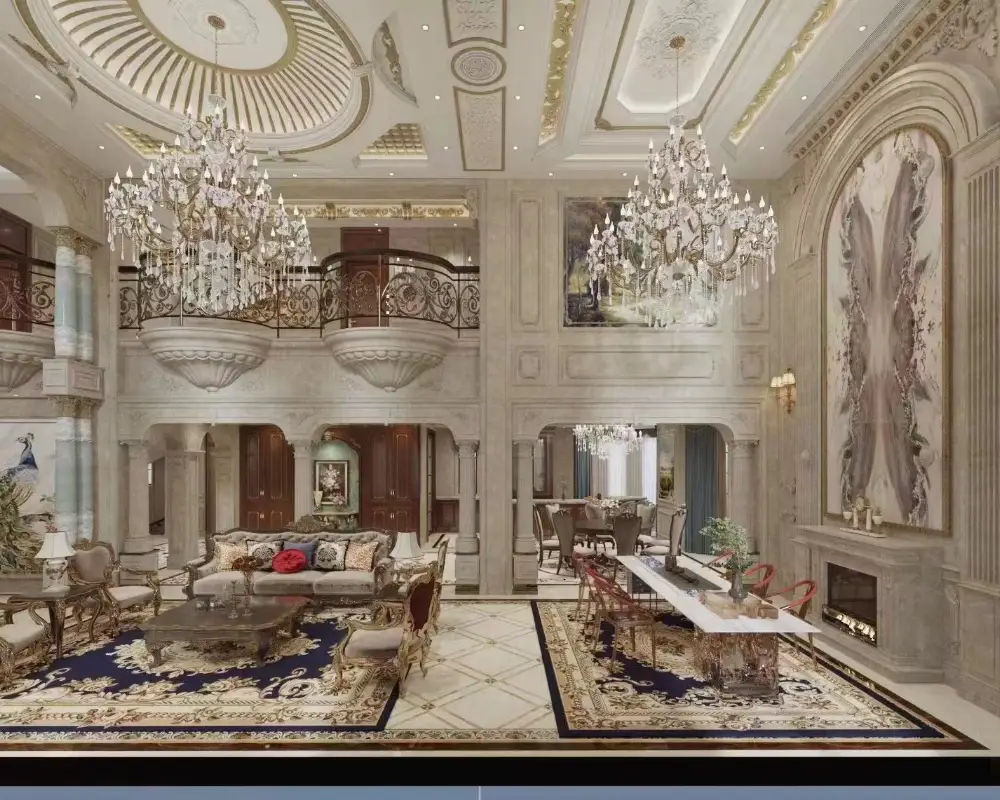 2 marble inlay medallion for luxury villa mansion