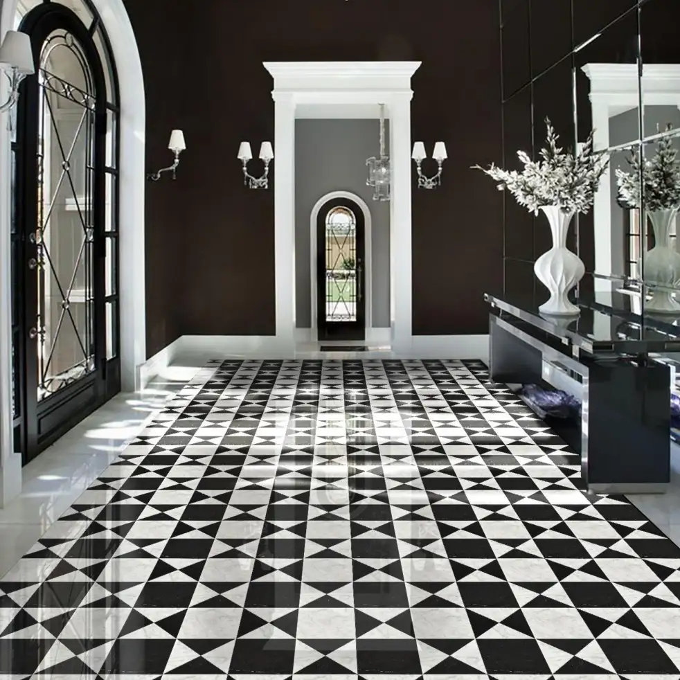 wood materials complement marble flooring
