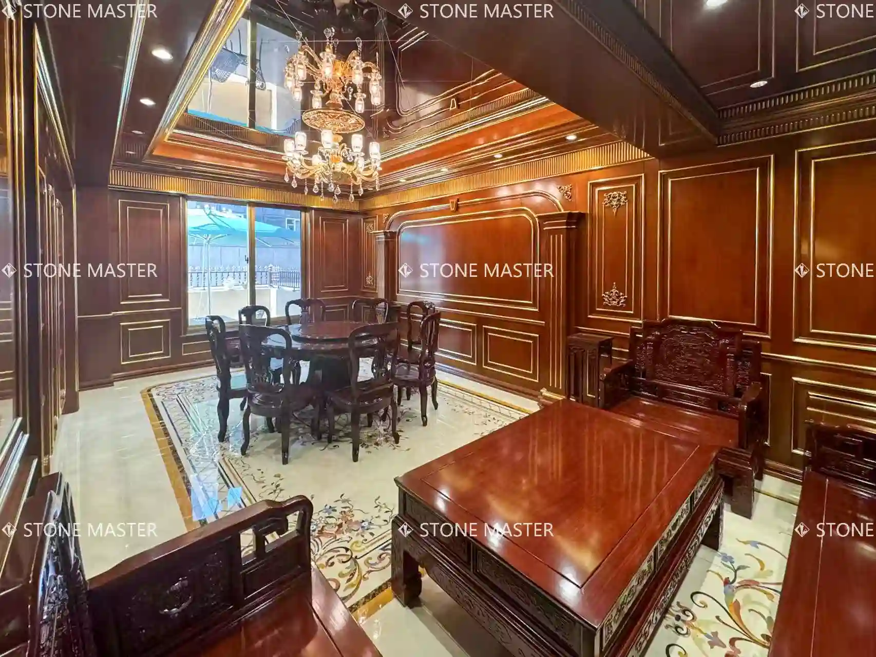 wood materials complement marble flooring