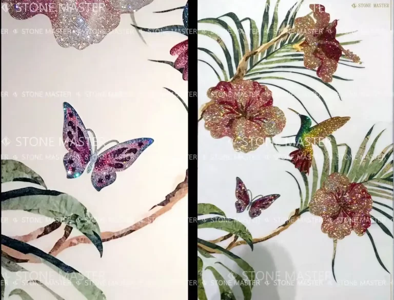 Swarovski crystal materials complement marble