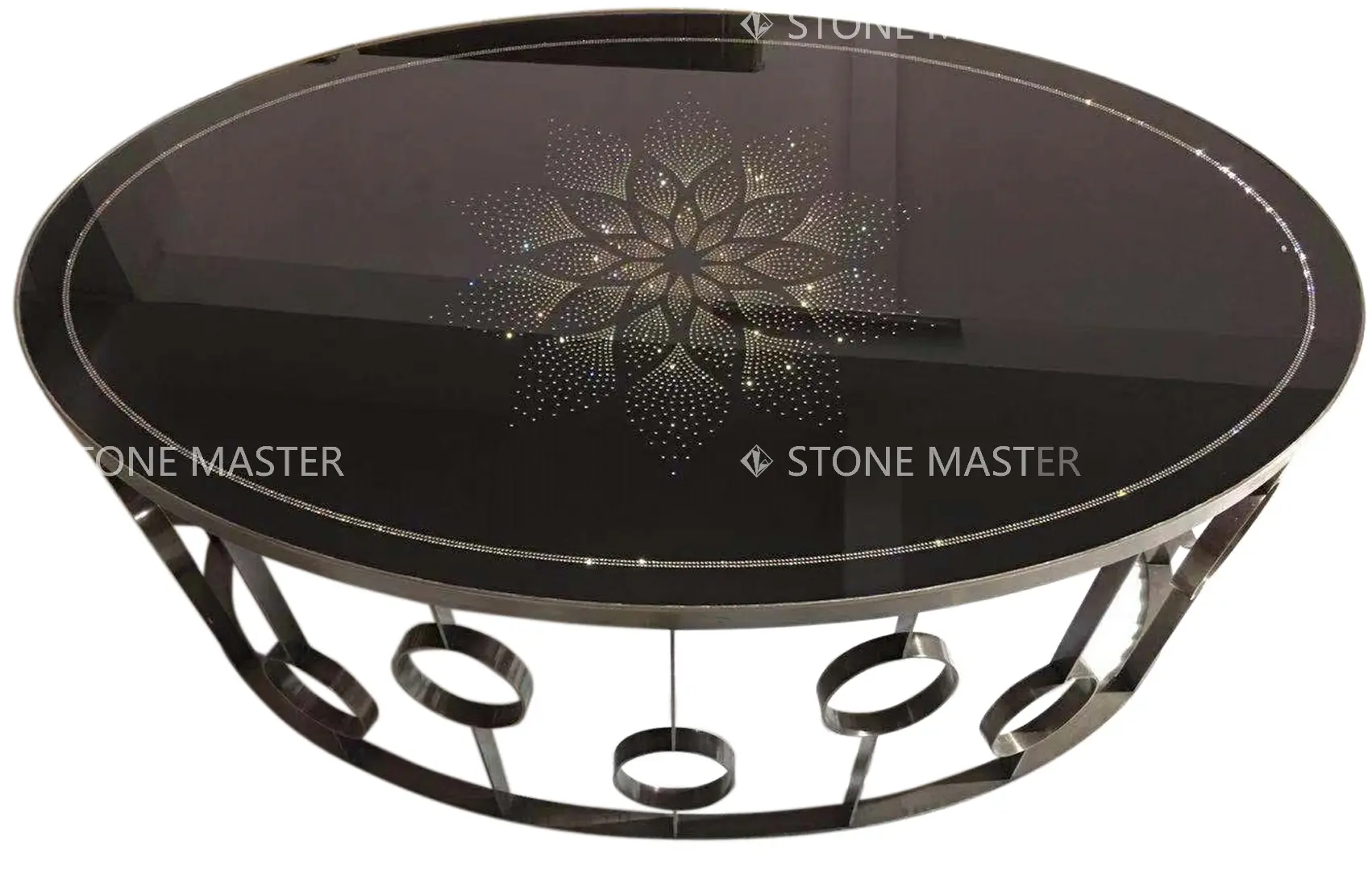 Swarovski crystal materials complement marble