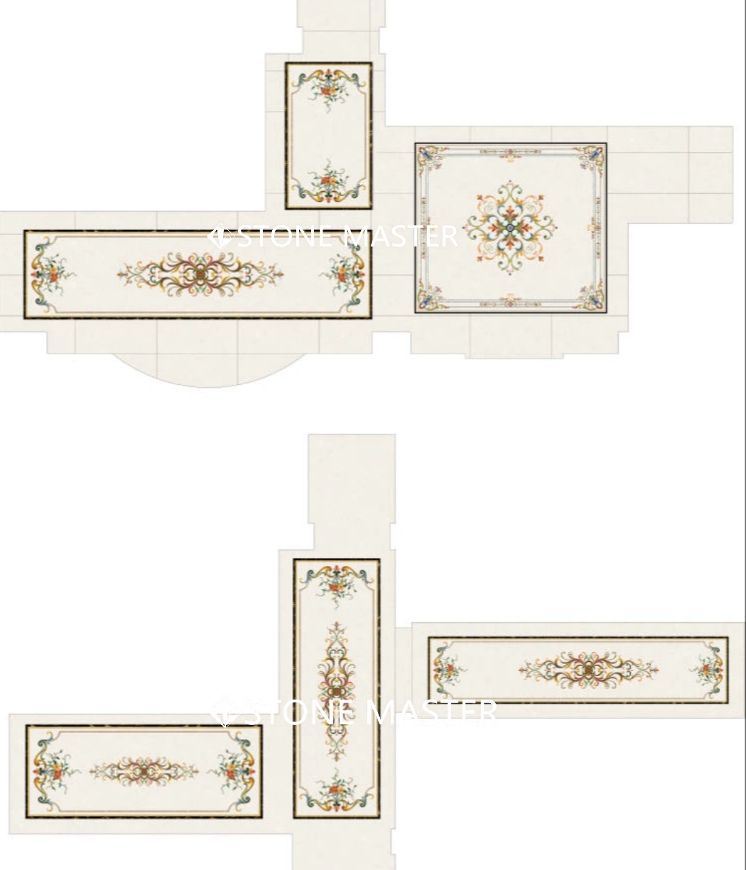 Elegant marble floor design for luxury villa interiors