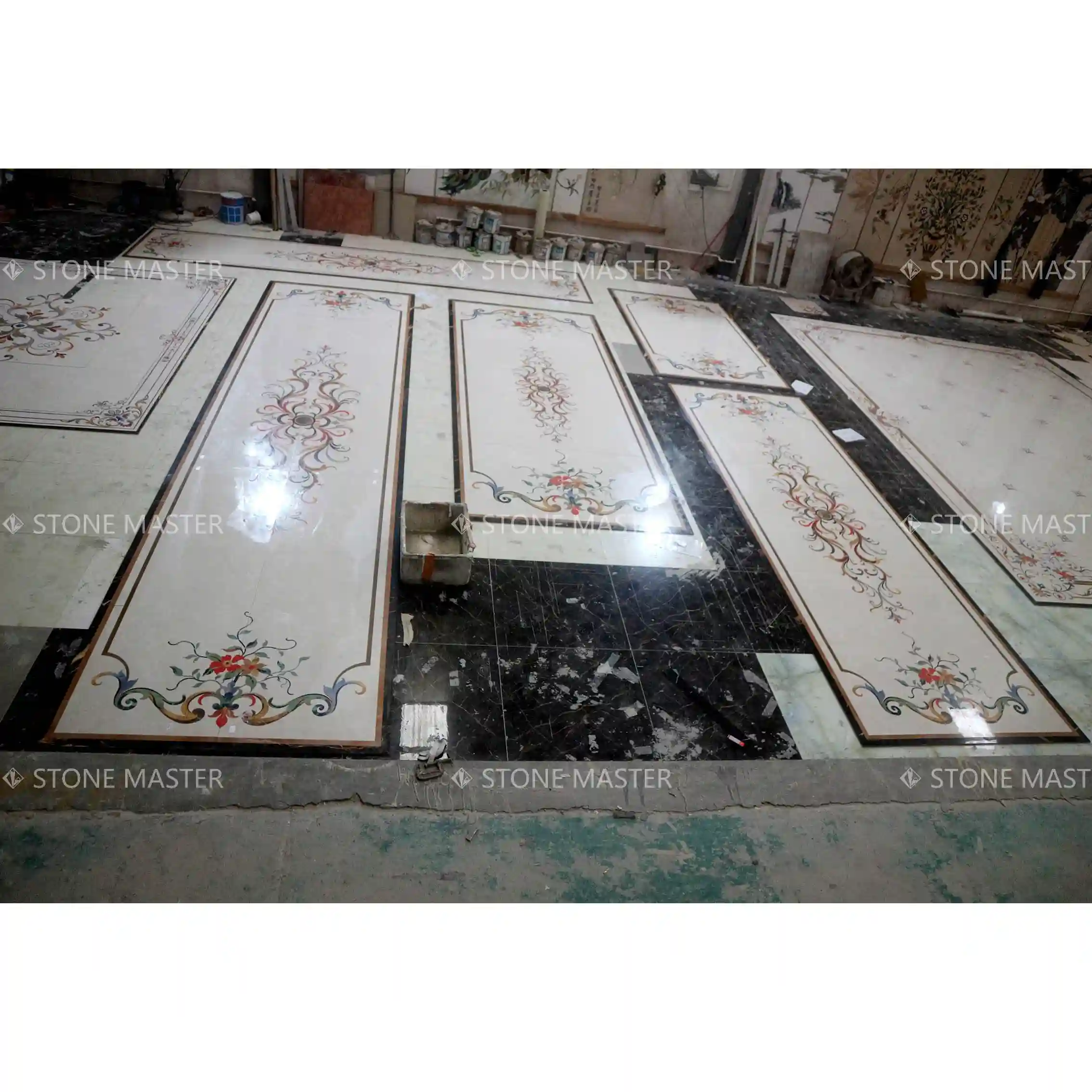 Elegant marble floor design for luxury villa interiors