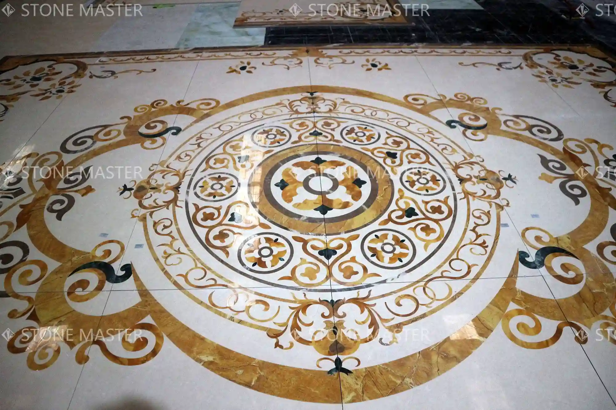 Marble Inlay Flooring in Entryway