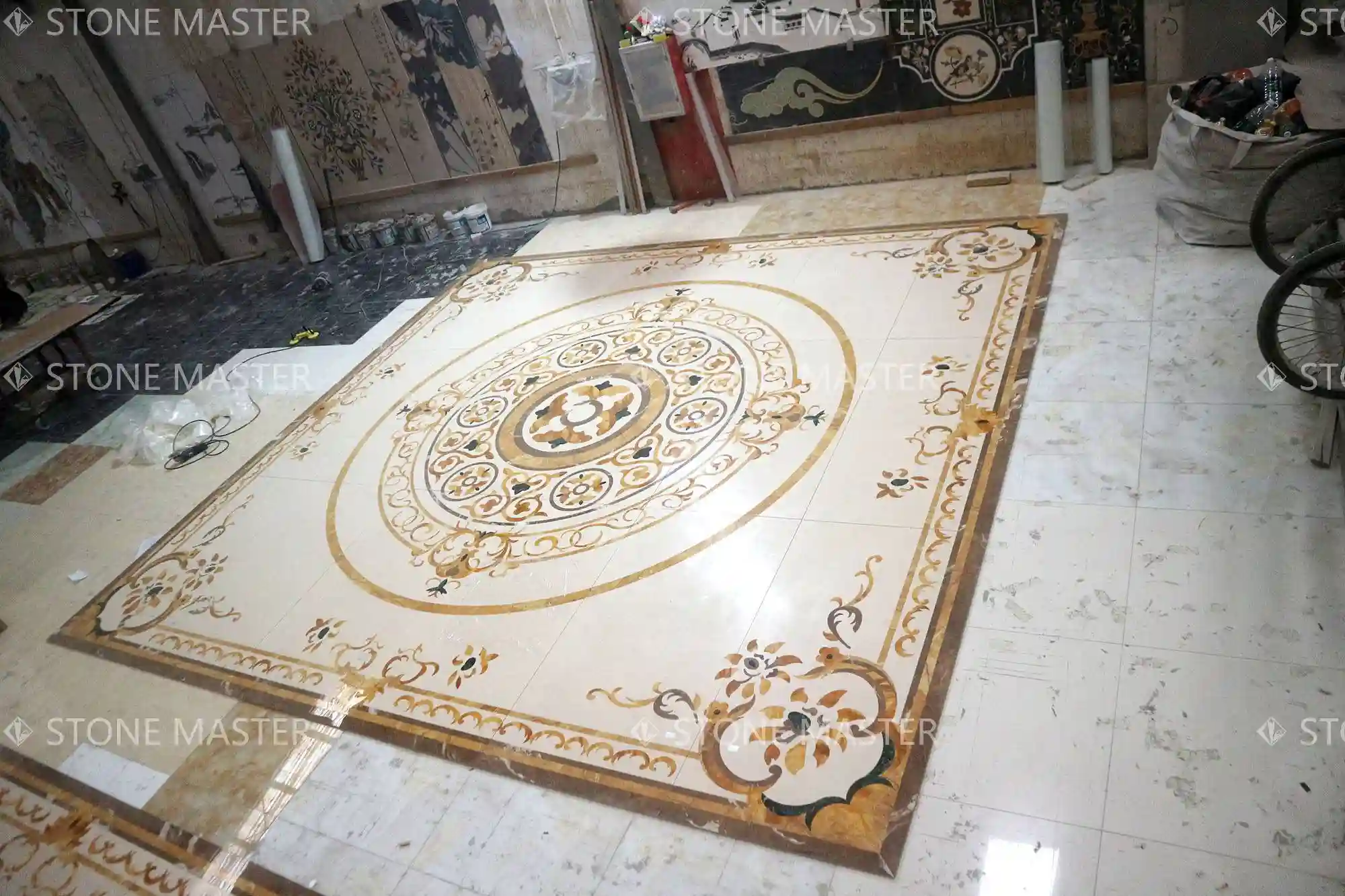 Custom Marble Design in Dining Room