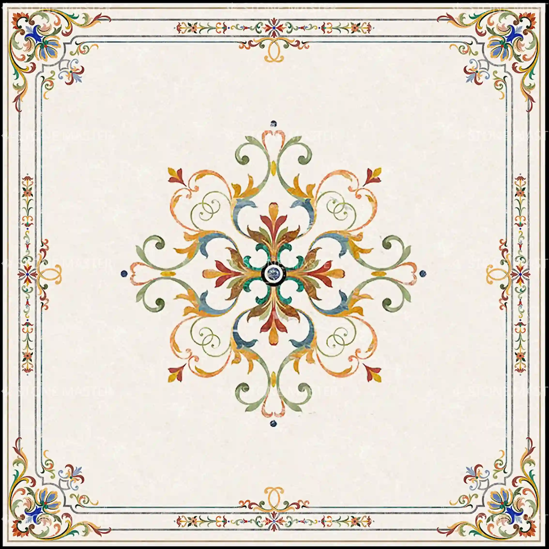 Artistic floor design in a grand entrance hallway