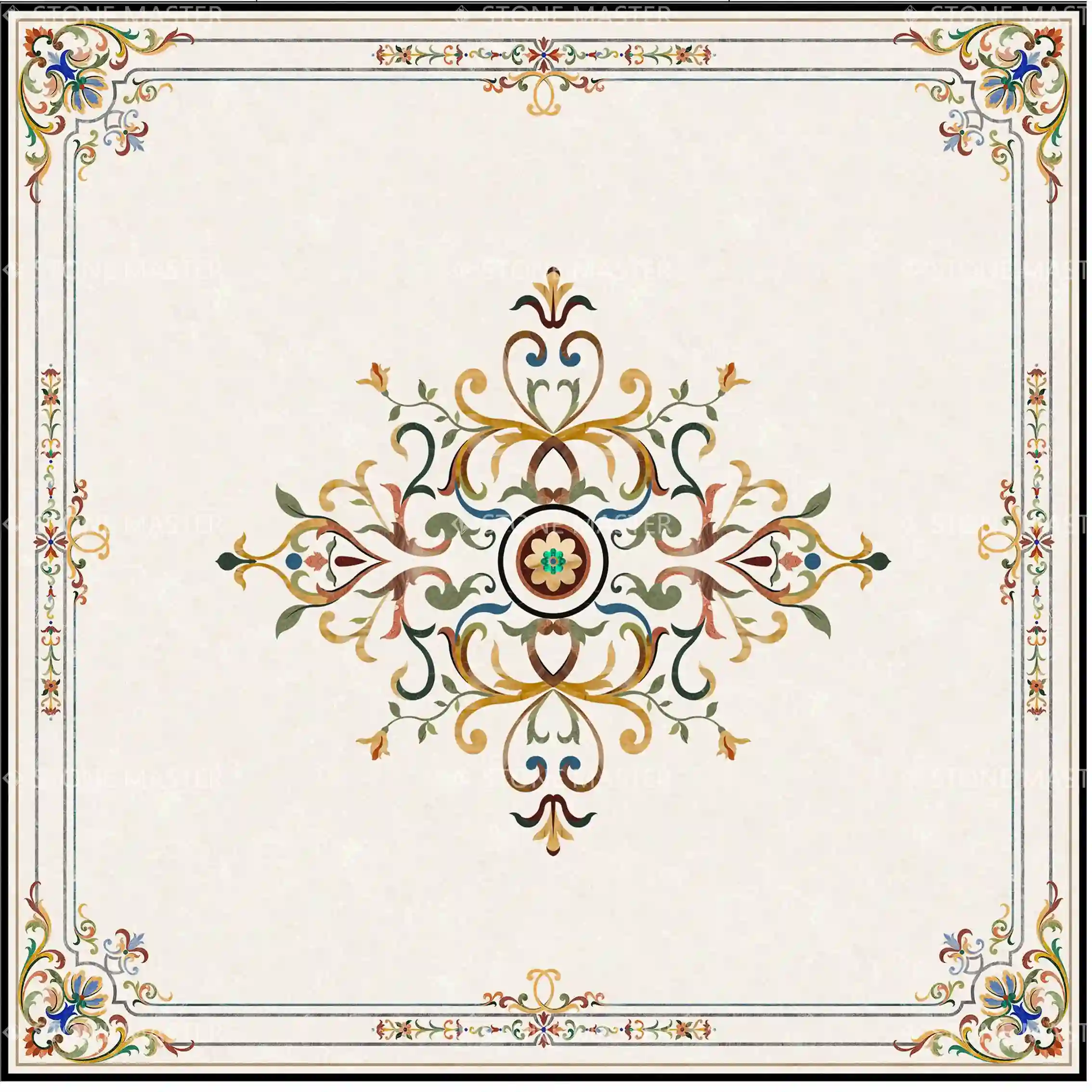 Artistic floor design in a grand entrance hallway