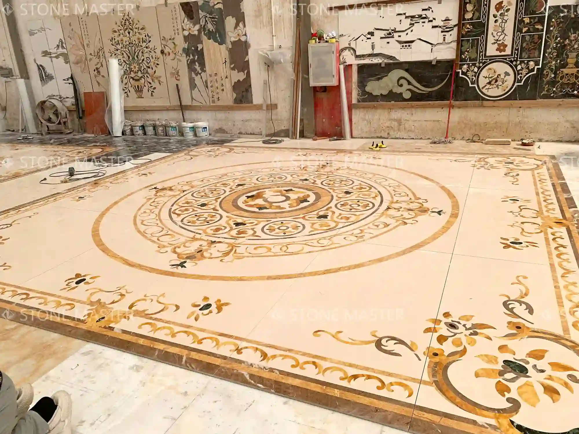 Luxury inlay in marble for villa interiors