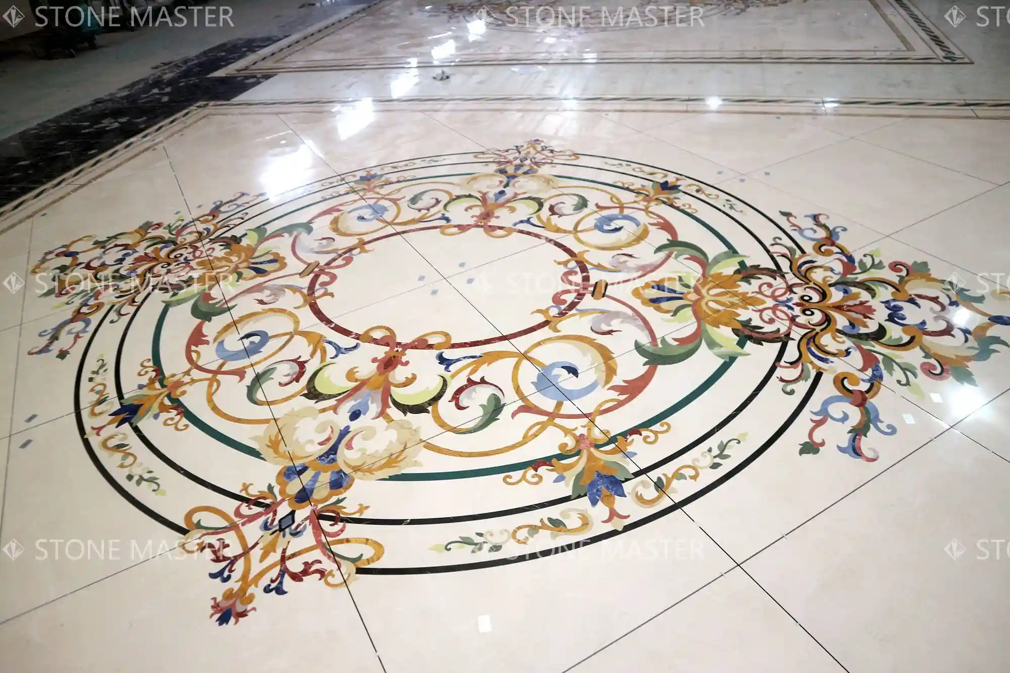 Floor Design Excellence: Custom Marble Inlay for Modern Luxury hotel