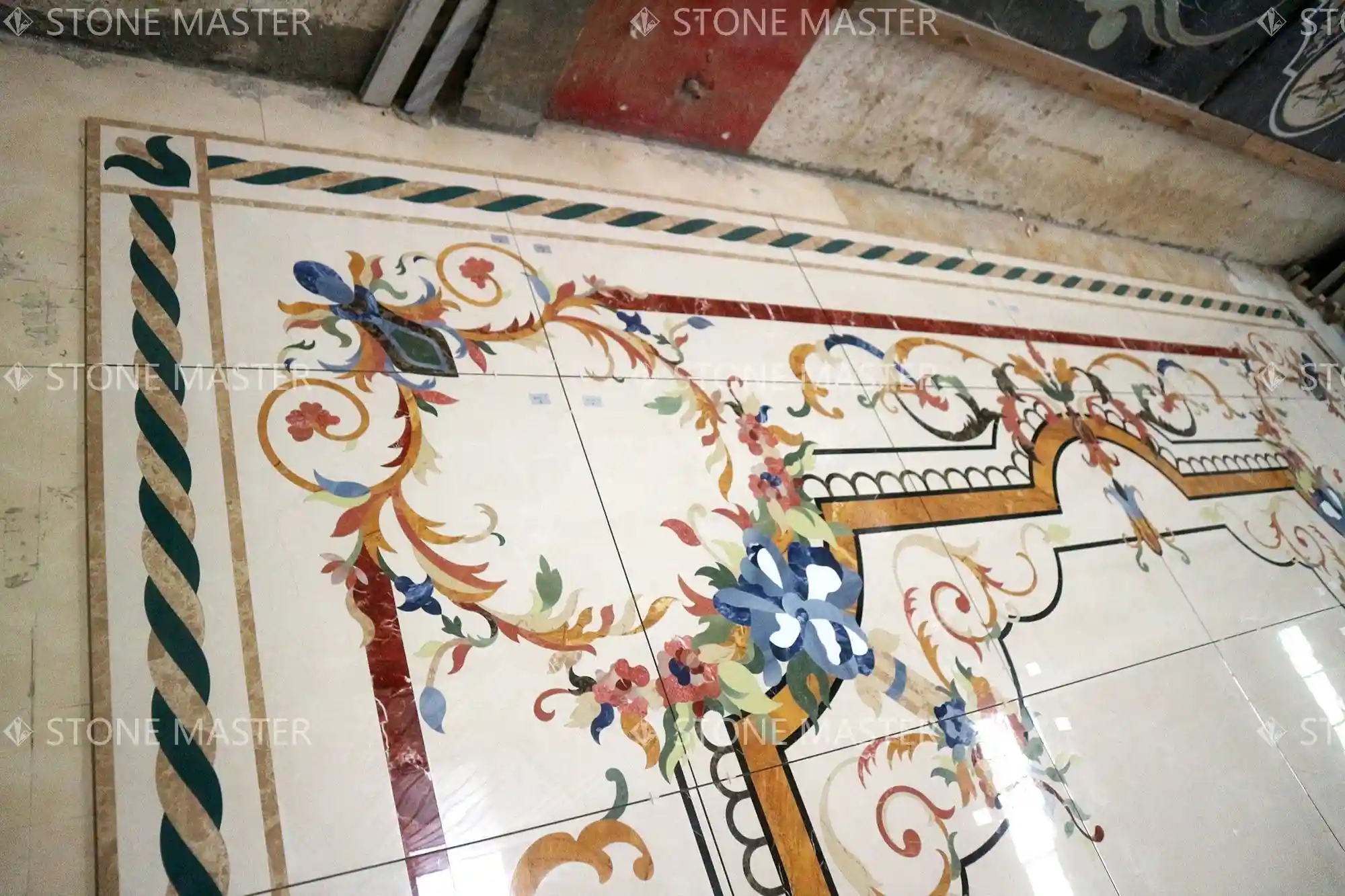 Floor Design Excellence: Custom Marble Inlay for Modern Luxury hotel