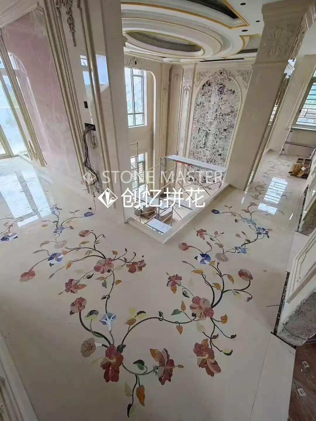 Floor Design Masterpiece: Custom Marble Inlay for Luxury Villas