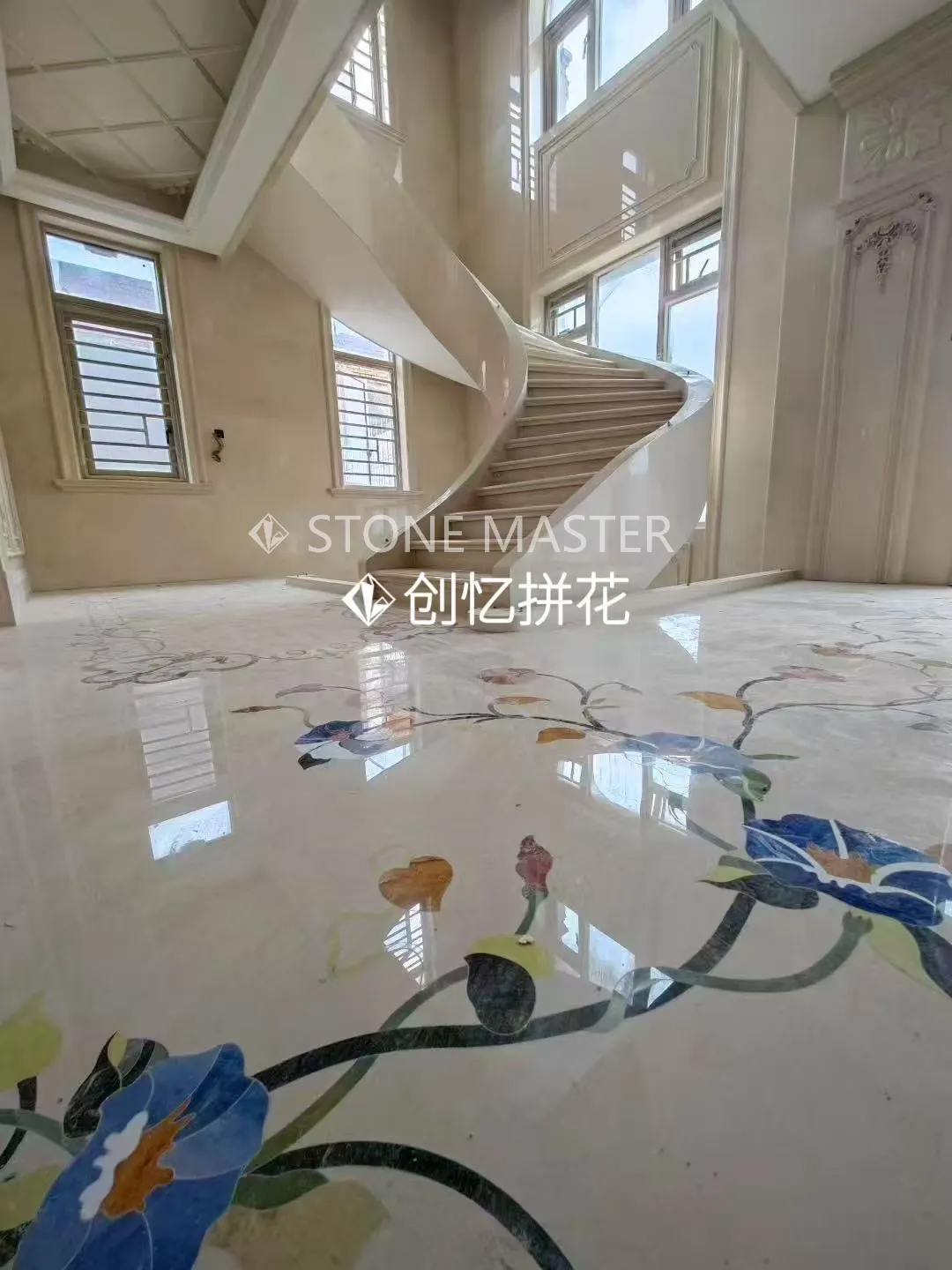 Floor Design Masterpiece: Custom Marble Inlay for Luxury Villas