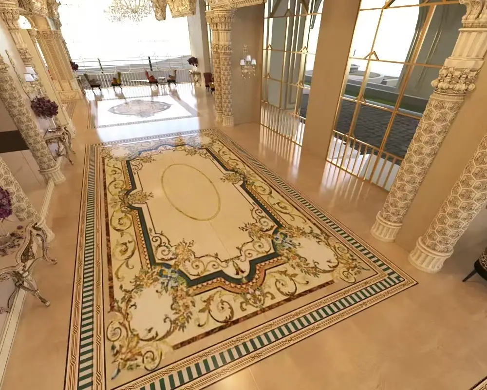2 marble inlay medallion for luxury villa mansion