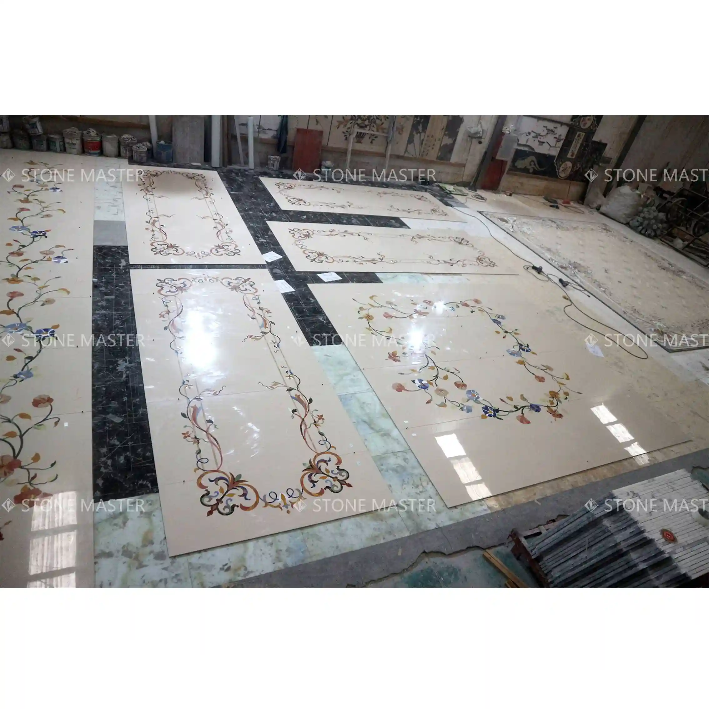Floor Design Masterpiece: Custom Marble Inlay for Luxury Villas