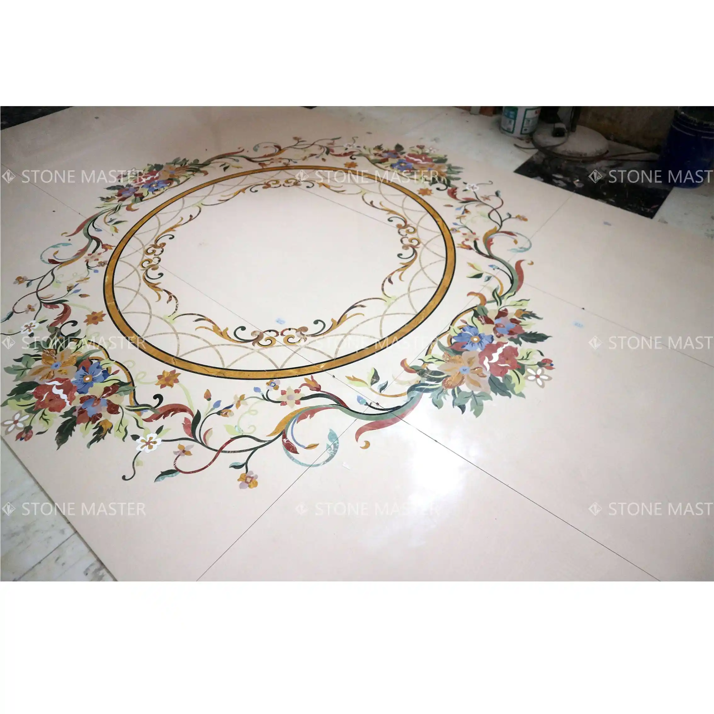 Floor Design Masterpiece: Custom Marble Inlay for Luxury Villas