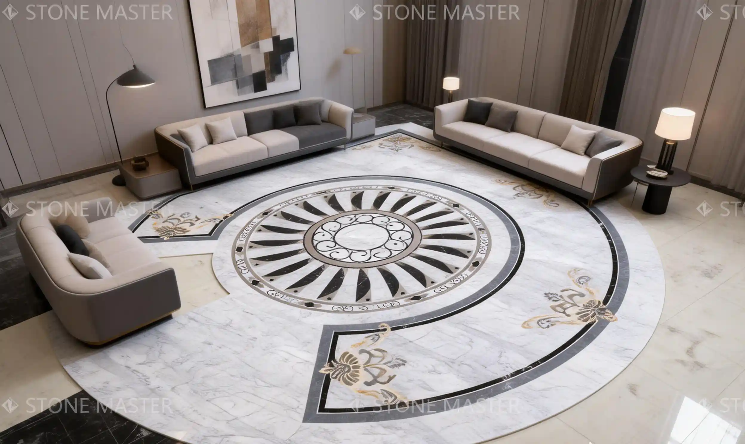 Modern Marble Floor Medallions Design